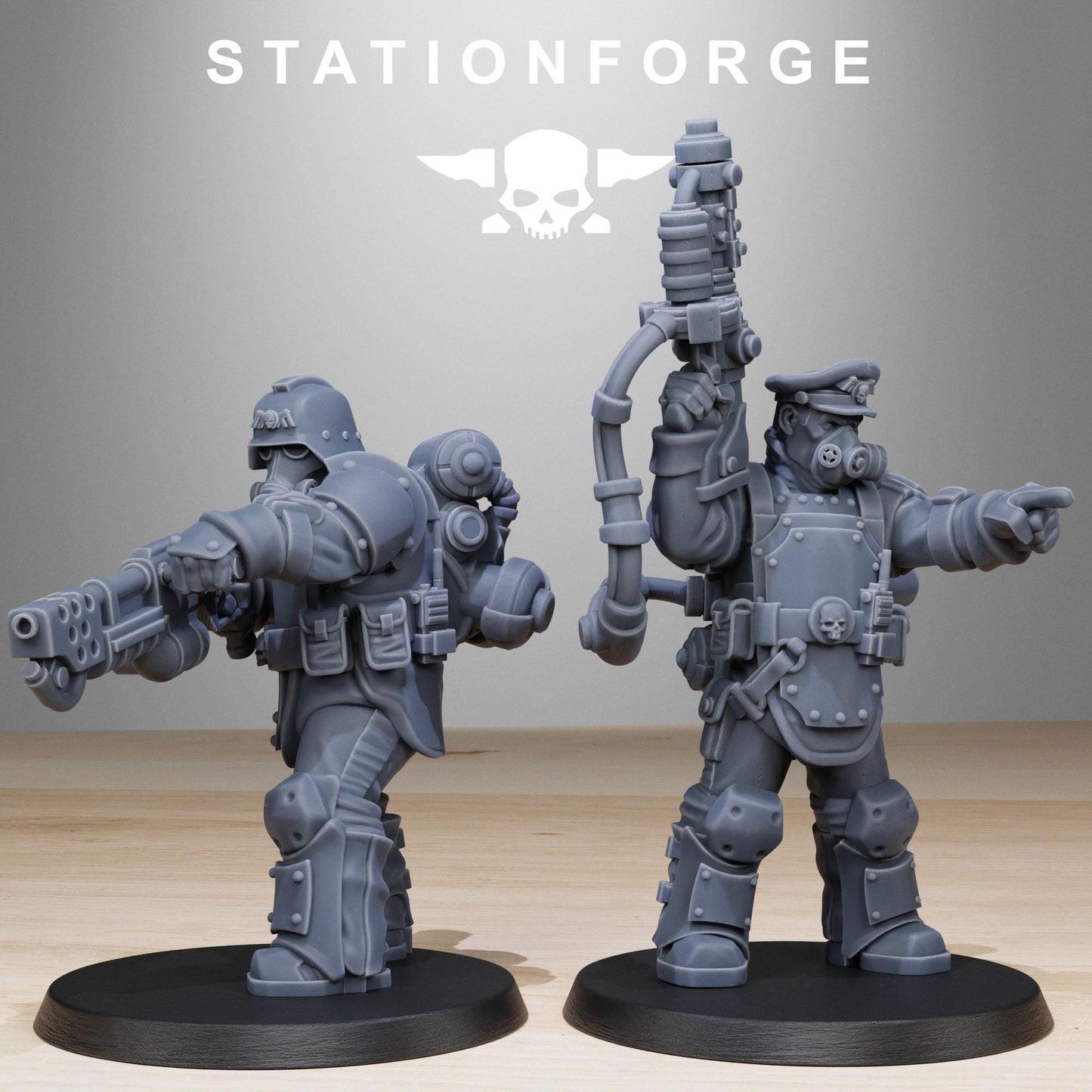 GrimGuard Armored Squad, Death Korps Proxy, Sci-Fi Wargames Miniatures by STATIONFORGE