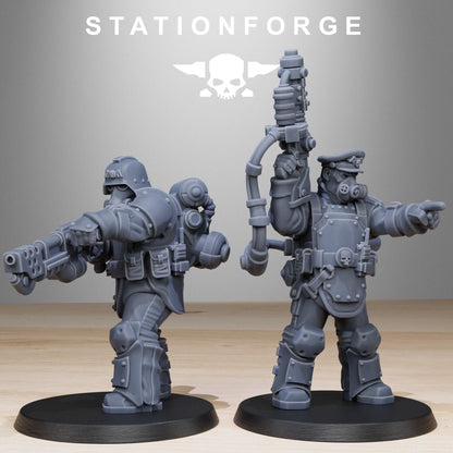 GrimGuard Armored Squad, Death Korps Proxy, Sci-Fi Wargames Miniatures by STATIONFORGE
