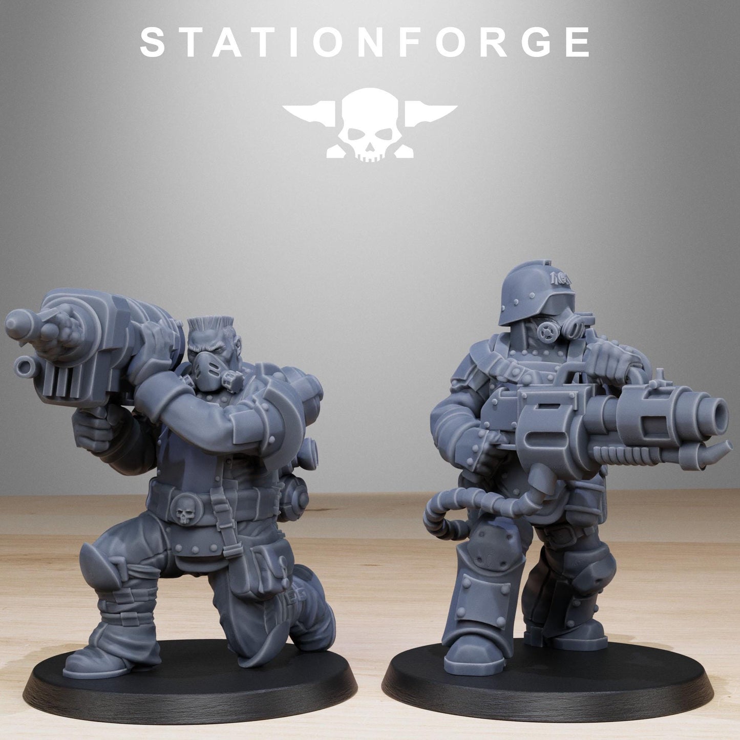 GrimGuard Armored Squad, Death Korps Proxy, Sci-Fi Wargames Miniatures by STATIONFORGE