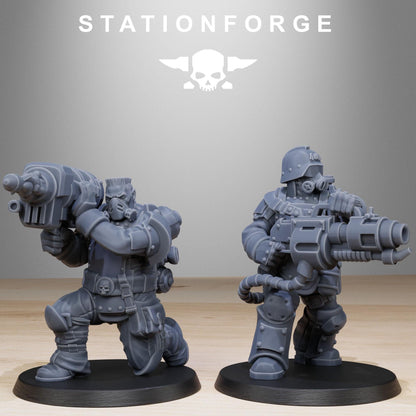 GrimGuard Armored Squad, Death Korps Proxy, Sci-Fi Wargames Miniatures by STATIONFORGE