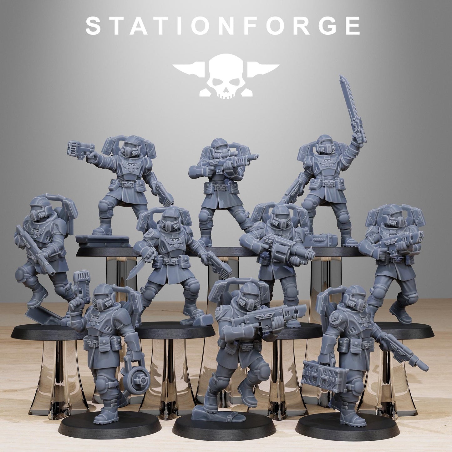Vaskar Jump Squad, Death Korps Proxy, Sci-Fi Wargames Miniatures by STATIONFORGE