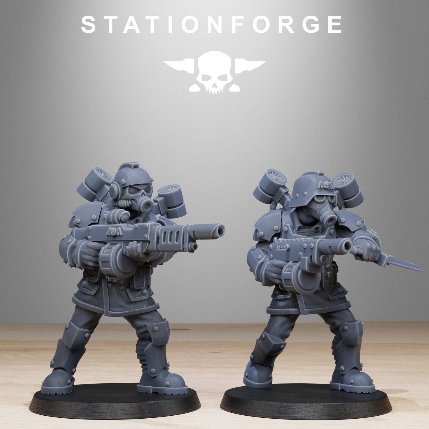 GrimGuard Aero Troops, Death Korps Proxy, Sci-Fi Wargames Miniatures by STATIONFORGE