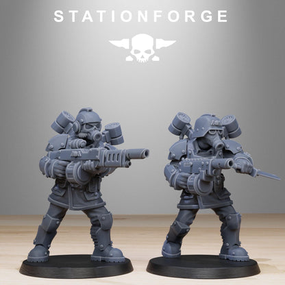 GrimGuard Aero Troops, Death Korps Proxy, Sci-Fi Wargames Miniatures by STATIONFORGE