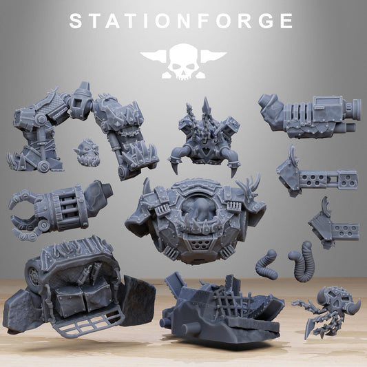 Orkaz Grand Nutta 2.0, Space-Faring Orkish Menace Sculpted by STATIONFORGE, Grimdark Compatible, Sci-Fi Wargame Scale