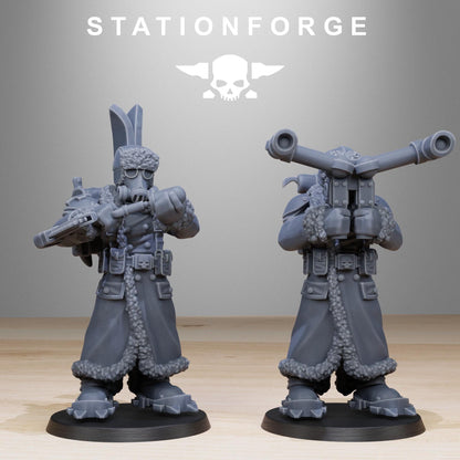 GrimGuard Frostwatch Skiers, Death Korps Proxy, Sci-Fi Wargames Miniatures by STATIONFORGE