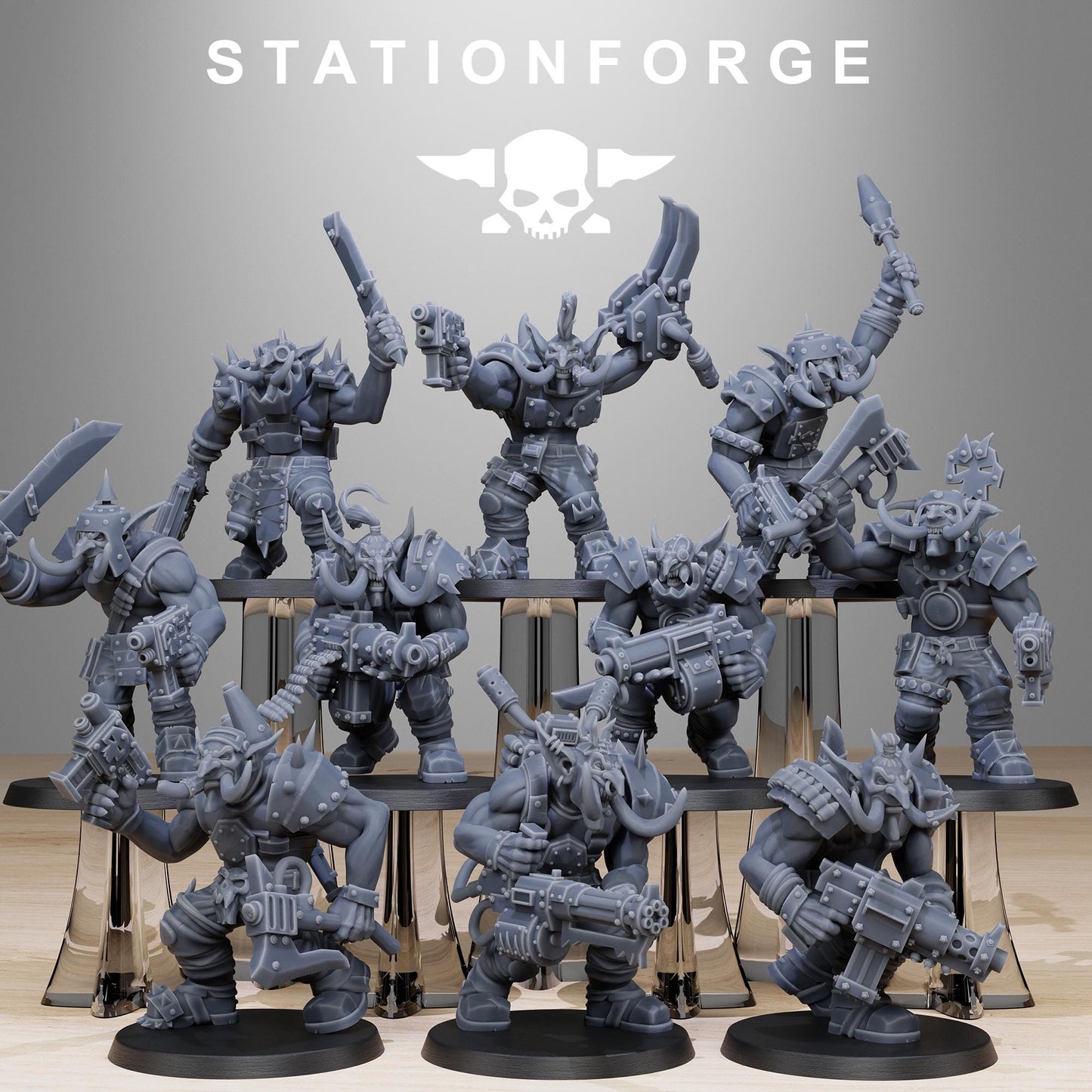 Orkaz Trolls, Space-Faring Orkish Menace Sculpted by STATIONFORGE, Grimdark Compatible, Sci-Fi Wargame Scale