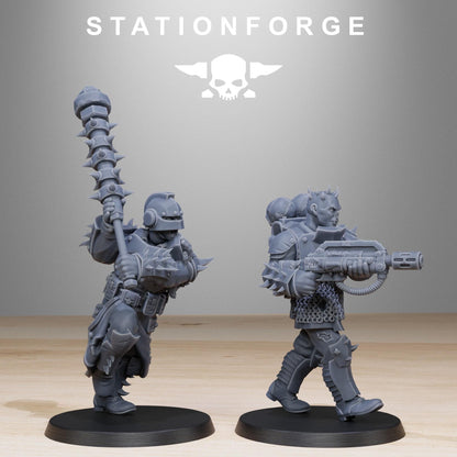 Corrupted Guard Builder Kit, Chaos Worshipper Sci-Fi Wargames Miniatures by STATIONFORGE, Corrupted Imperial Guard