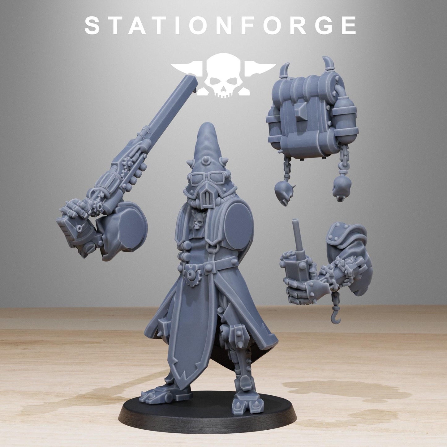Scavenger Hooded Cultists, Space Techno-bots, modular Sci-Fi warriors by STATIONFORGE, Sci-Fi Wargames Cyber-themed Grimdark miniatures