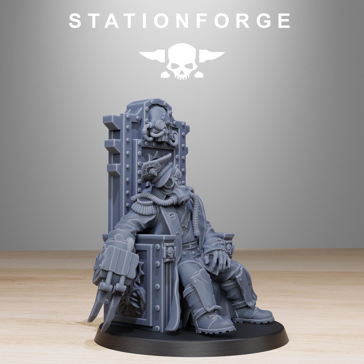 GrimGuard The Fallen Officer, Death Korps Proxy, Sci-Fi Wargames Miniatures by STATIONFORGE