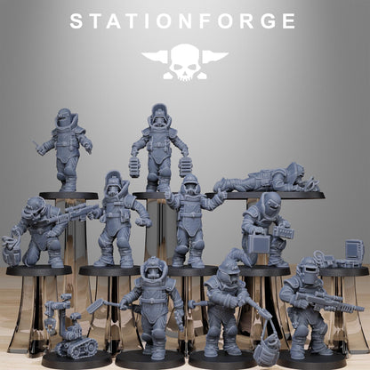 GrimGuard Bomb Squad, Death Korps Proxy, Sci-Fi Wargames Miniatures by STATIONFORGE