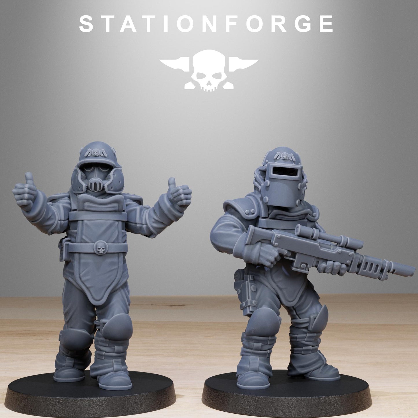 GrimGuard Bomb Squad, Death Korps Proxy, Sci-Fi Wargames Miniatures by STATIONFORGE