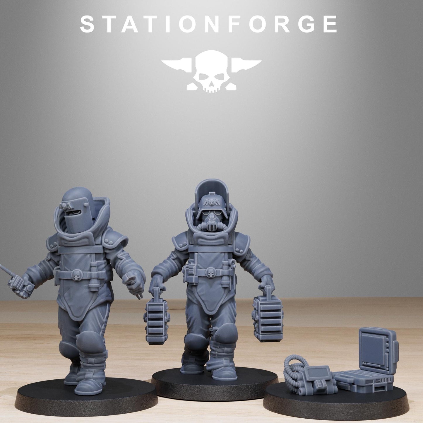 GrimGuard Bomb Squad, Death Korps Proxy, Sci-Fi Wargames Miniatures by STATIONFORGE