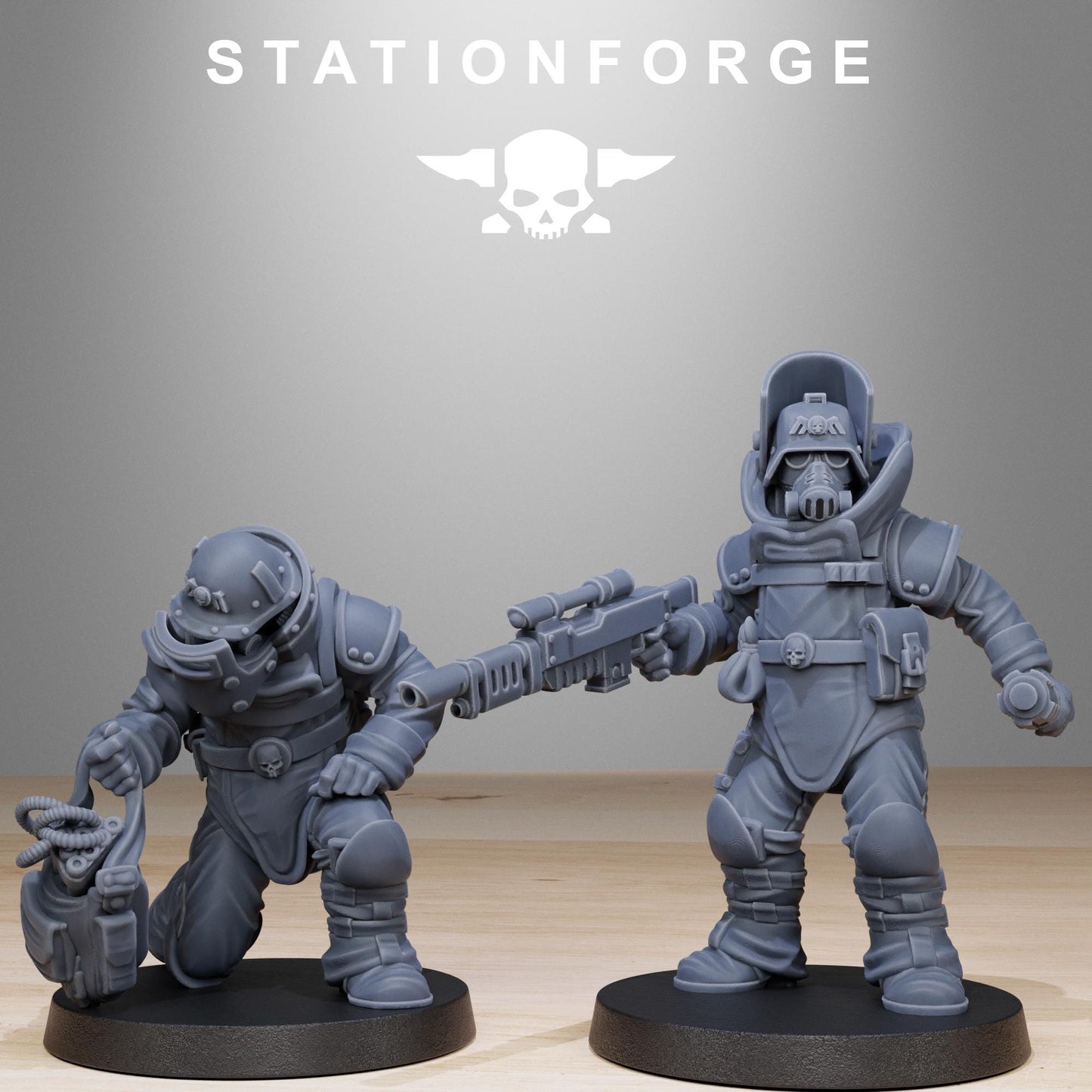 GrimGuard Bomb Squad, Death Korps Proxy, Sci-Fi Wargames Miniatures by STATIONFORGE
