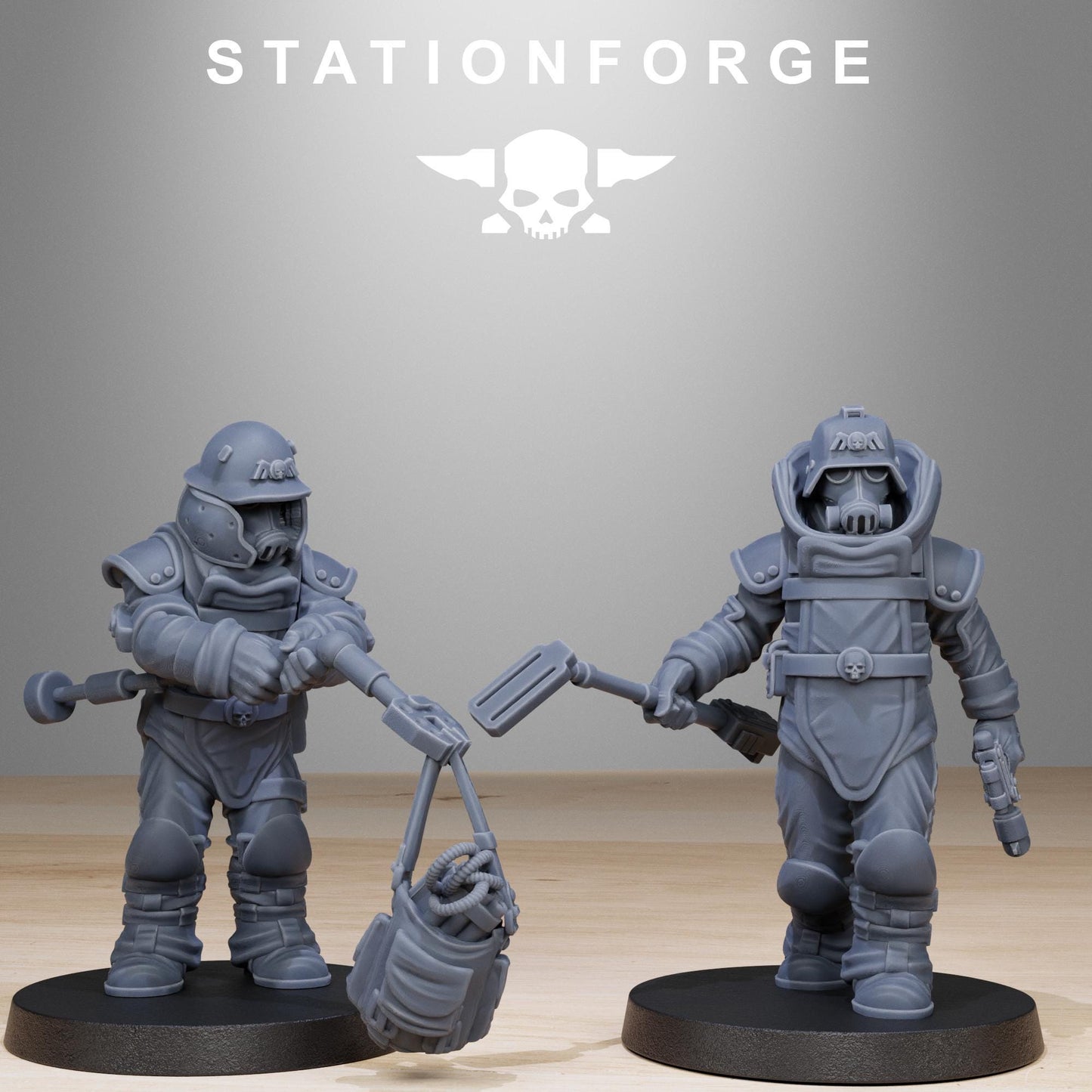 GrimGuard Bomb Squad, Death Korps Proxy, Sci-Fi Wargames Miniatures by STATIONFORGE