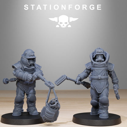 GrimGuard Bomb Squad, Death Korps Proxy, Sci-Fi Wargames Miniatures by STATIONFORGE