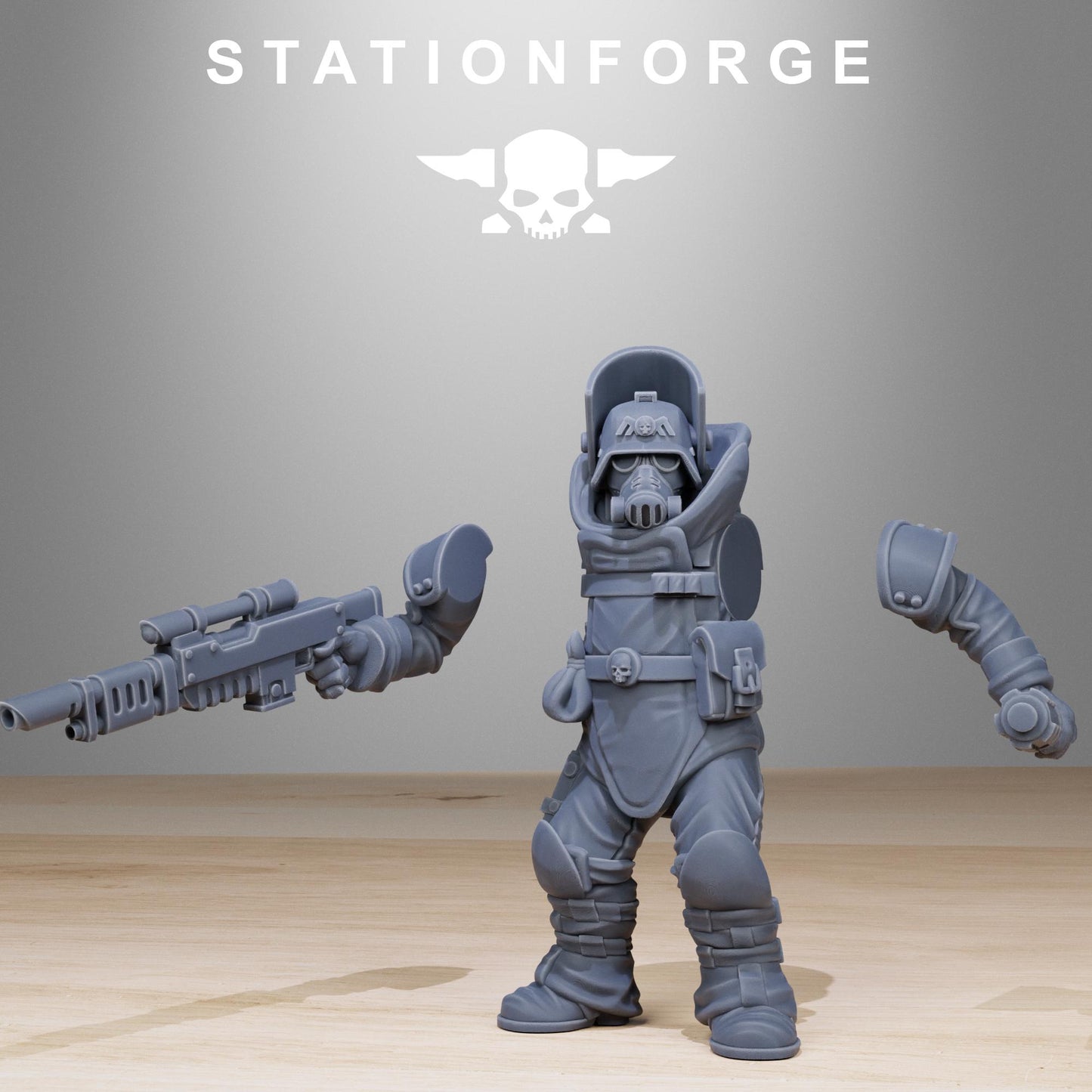 GrimGuard Bomb Squad, Death Korps Proxy, Sci-Fi Wargames Miniatures by STATIONFORGE
