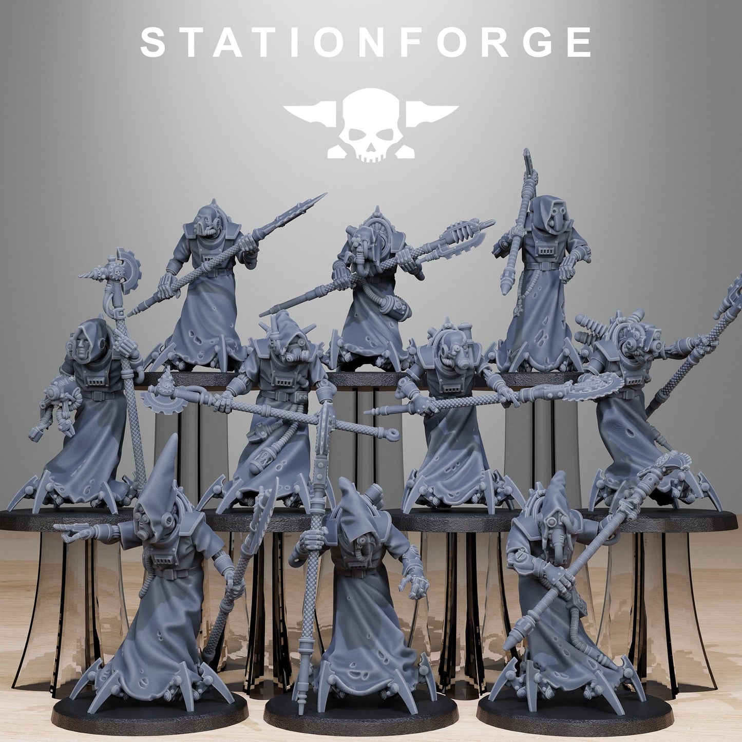Scavenger Elders, Space Techno-bots, modular Sci-Fi warriors by STATIONFORGE, Sci-Fi Wargames Cyber-themed Grimdark miniatures