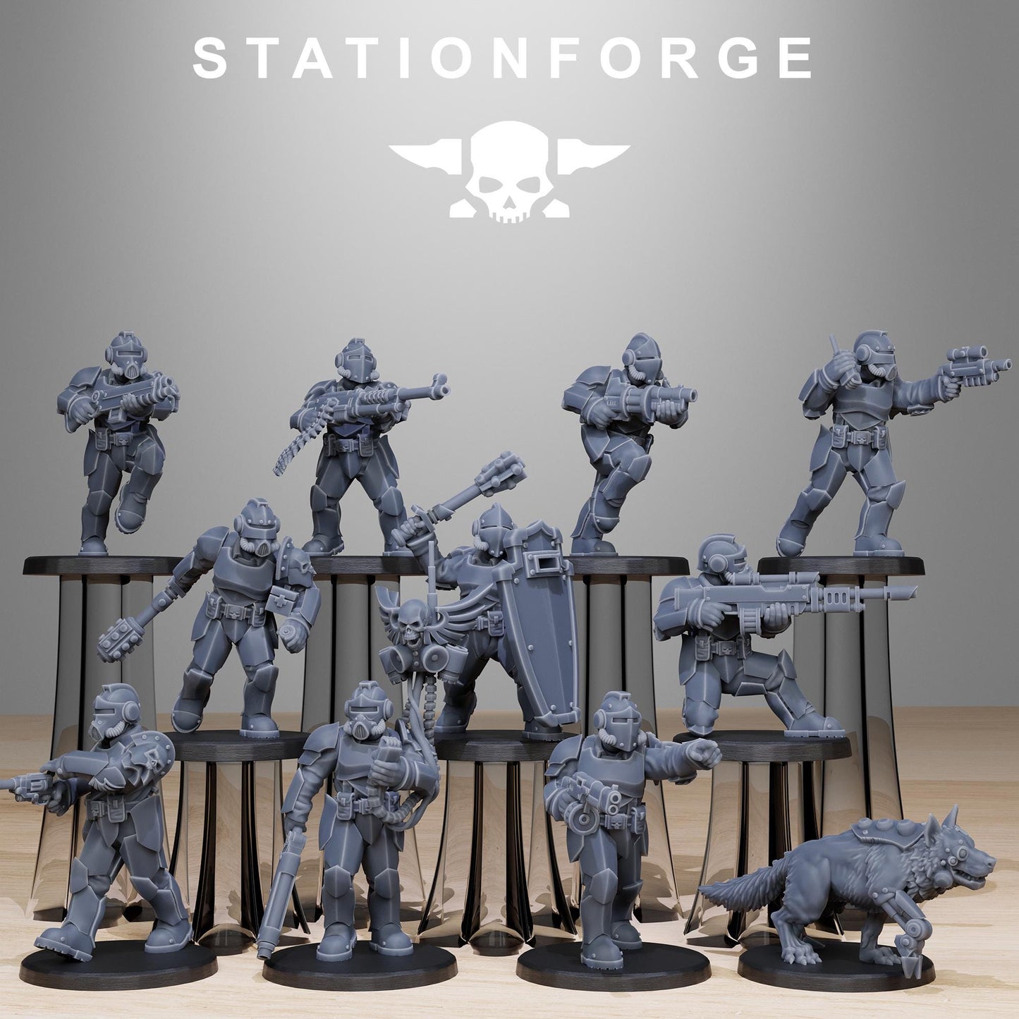GrimGuard Enforcers, Death Korps Proxy, Sci-Fi Wargames Miniatures by STATIONFORGE