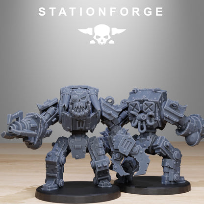 Orkaz Bots Infantry, Space-Faring Orkish Menace Sculpted by STATIONFORGE, Grimdark Compatible, Sci-Fi Wargame Scale