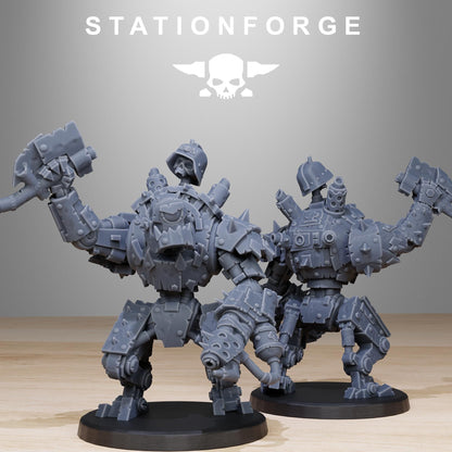 Orkaz Bots Infantry, Space-Faring Orkish Menace Sculpted by STATIONFORGE, Grimdark Compatible, Sci-Fi Wargame Scale