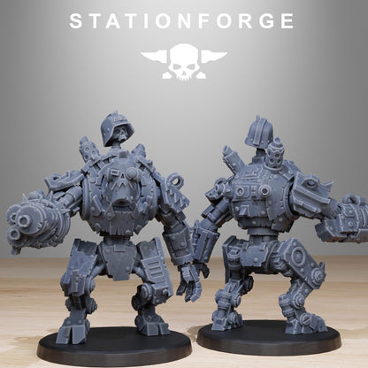 Orkaz Bots Infantry, Space-Faring Orkish Menace Sculpted by STATIONFORGE, Grimdark Compatible, Sci-Fi Wargame Scale