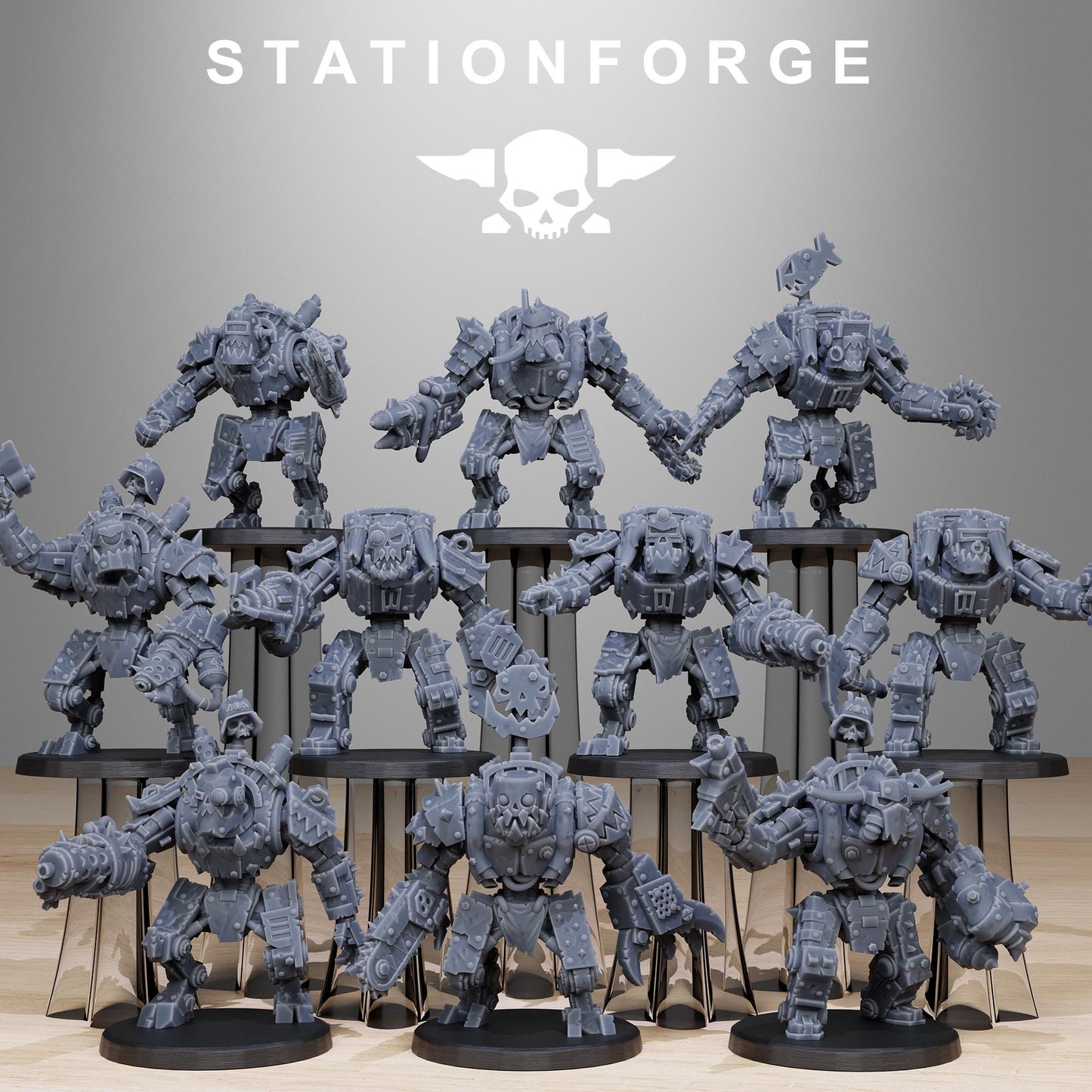 Orkaz Bots Infantry, Space-Faring Orkish Menace Sculpted by STATIONFORGE, Grimdark Compatible, Sci-Fi Wargame Scale