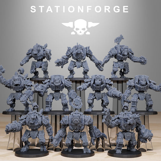 Orkaz Bots Infantry, Space-Faring Orkish Menace Sculpted by STATIONFORGE, Grimdark Compatible, Sci-Fi Wargame Scale