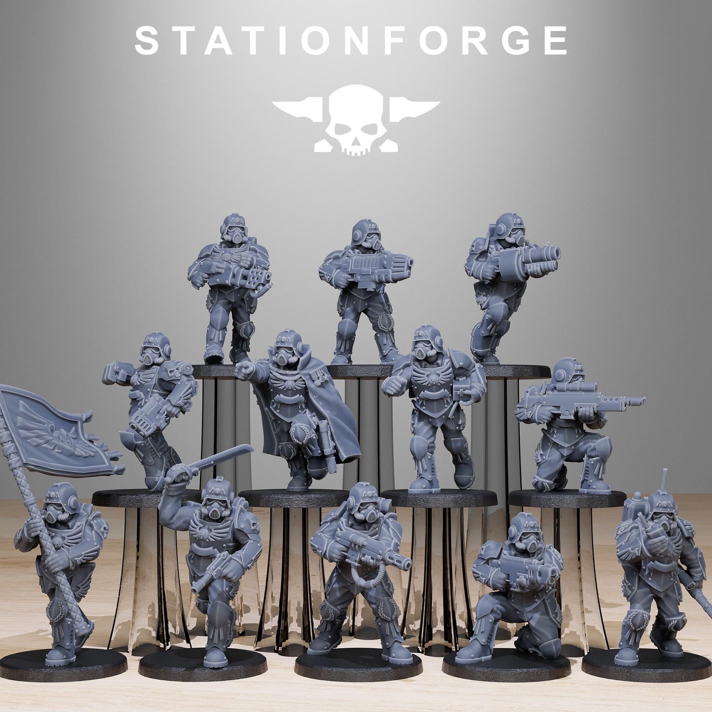 GrimGuard Elites, Death Korps Proxy, Sci-Fi Wargames Miniatures by STATIONFORGE