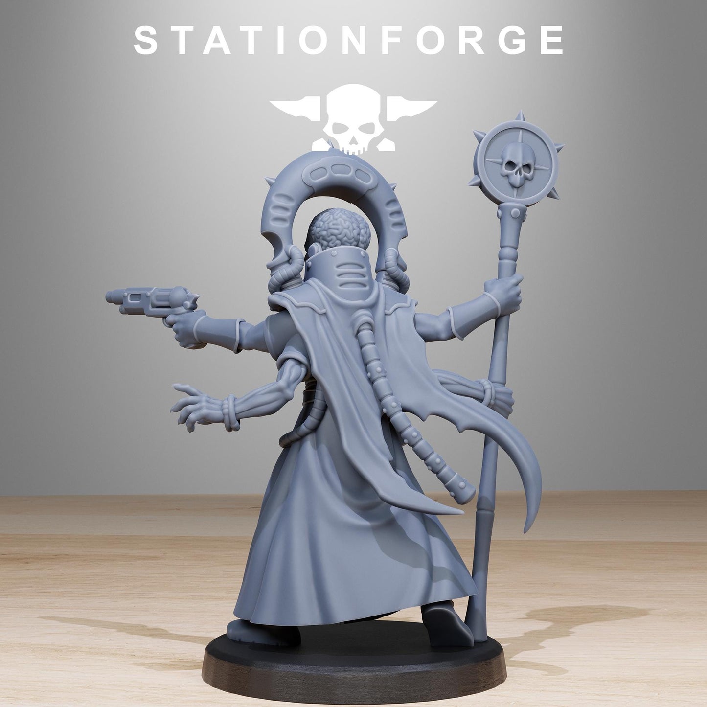 Corrupted Gladiator, Chaos Worshipper Sci-Fi Wargames Miniatures by STATIONFORGE, Corrupted Imperial Guard