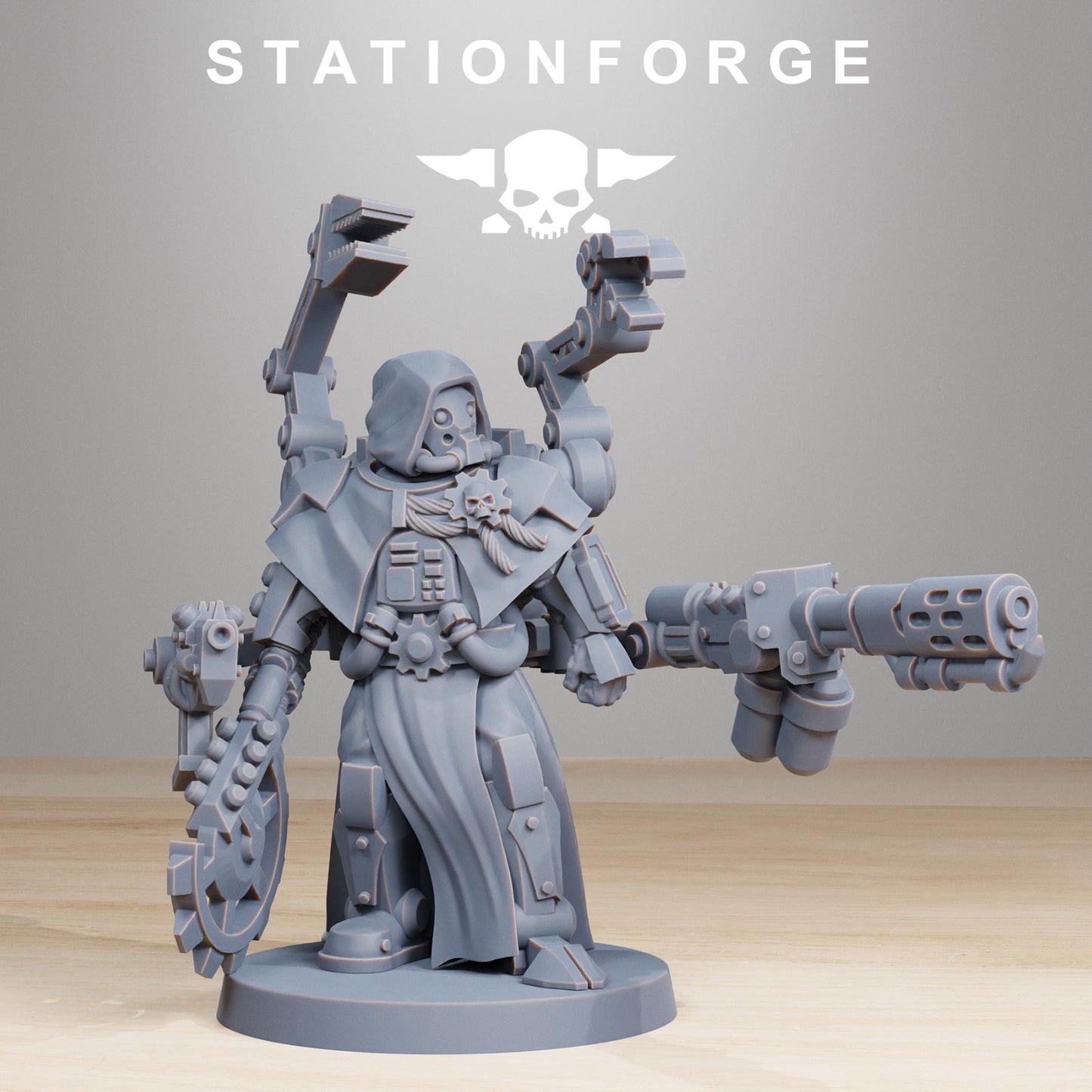 Scavenger Vicars, Space Techno-bots, modular Sci-Fi warriors by STATIONFORGE, Sci-Fi Wargames Cyber-themed Grimdark miniatures