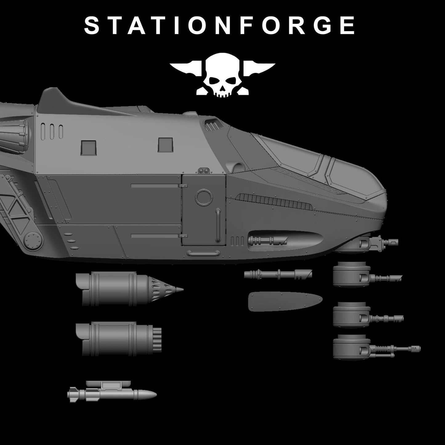 Vaskar Dropship, Modular Sci-Fi Guardsmen Warplane by STATIONFORGE, Sci-fi Wargames Proxy, Imperial Guard Transport