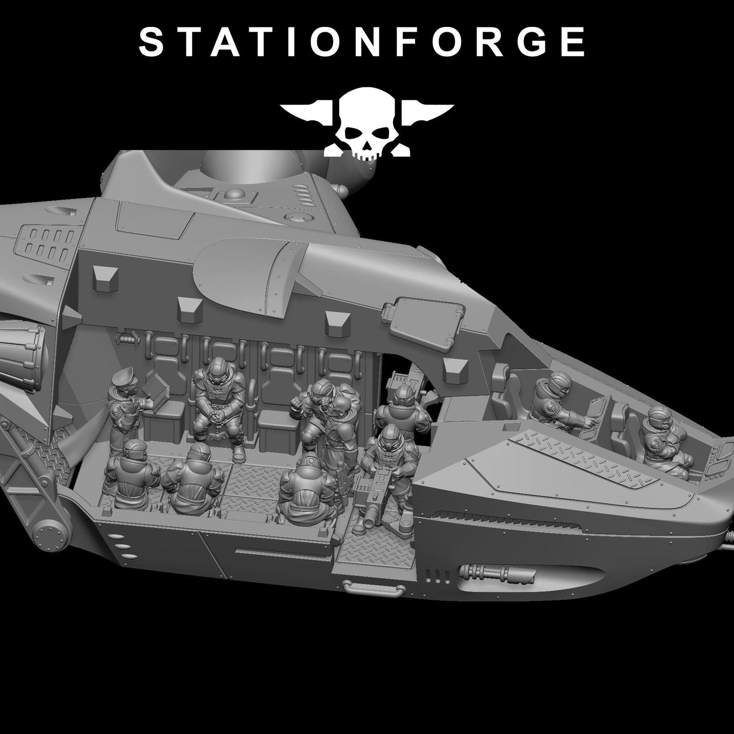 Vaskar Dropship, Modular Sci-Fi Guardsmen Warplane by STATIONFORGE, Sci-fi Wargames Proxy, Imperial Guard Transport