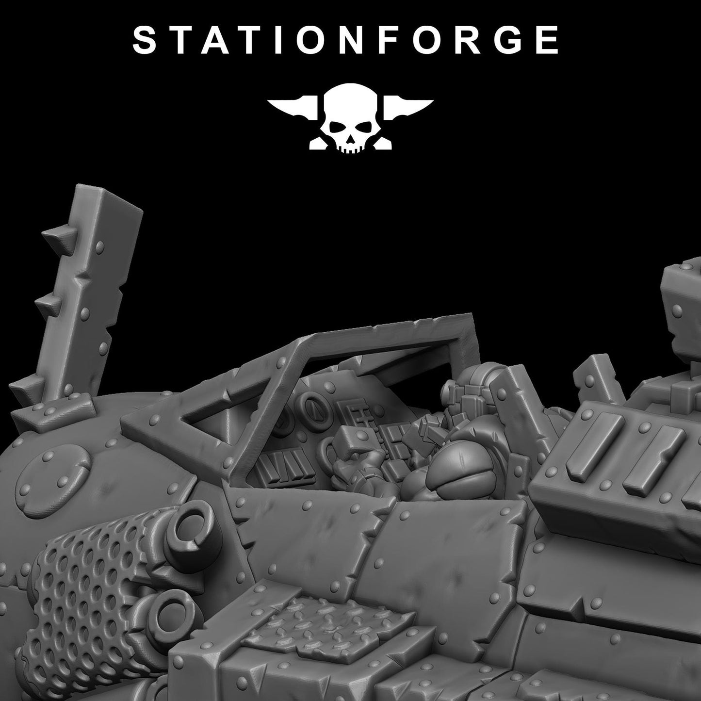 Orkaz Plane, Space-Faring Orkish Menace Sculpted by STATIONFORGE, Grimdark Compatible, Sci-Fi Wargame Scale