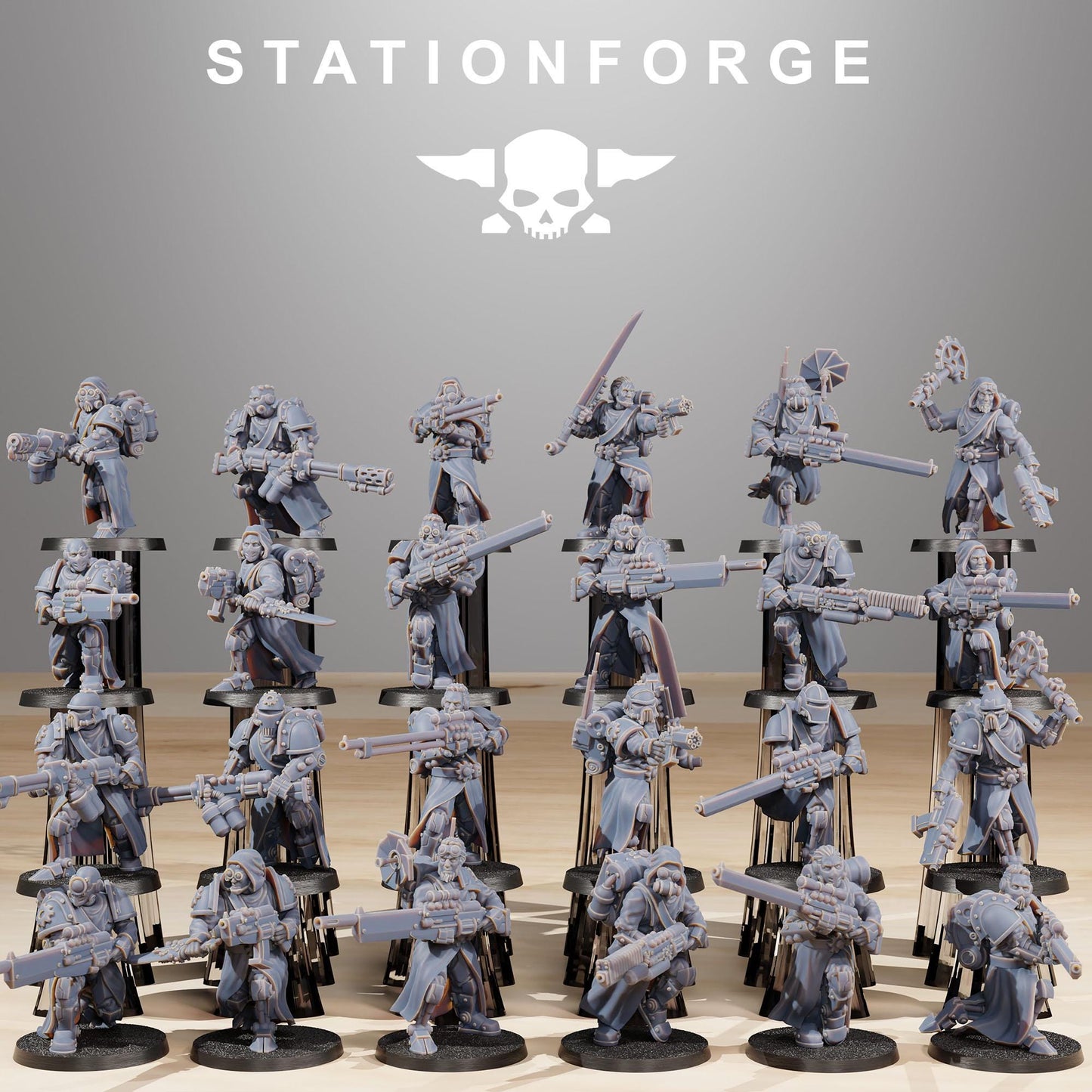 Scavenger infantry Builder, Space Techno-bots, modular Sci-Fi warriors by STATIONFORGE, Sci-Fi Wargames Cyber-themed Grimdark miniatures