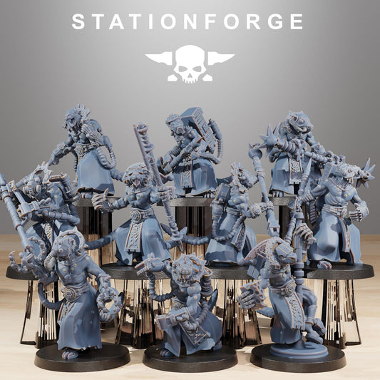 Raticus Zappers, Space Techno-Rats, monopose Sci-Fi warriors by STATIONFORGE, Sci-Fi Wargames Rat-Themed Grimdark miniatures