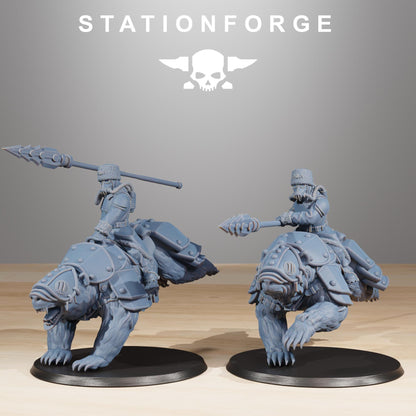 GrimGuard Bear Riders Modular Set Miniatures by STATIONFORGE,  Imperial guard cavalry regiment