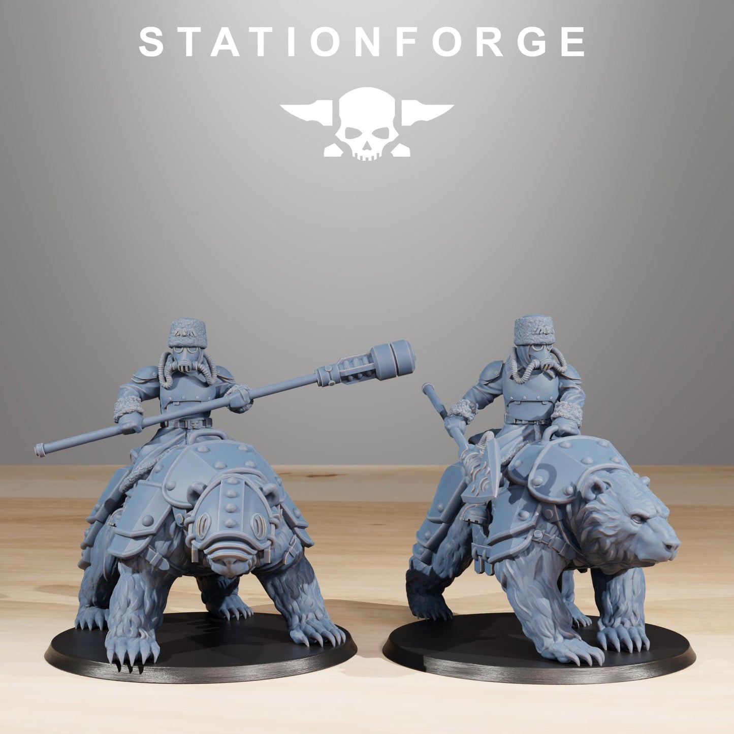 GrimGuard Bear Riders Modular Set Miniatures by STATIONFORGE,  Imperial guard cavalry regiment
