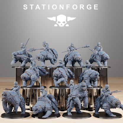 GrimGuard Bear Riders Modular Set Miniatures by STATIONFORGE,  Imperial guard cavalry regiment