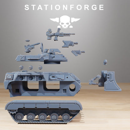 GrimGuard Support Tank, Modular Sci-Fi Guardsmen Vehicle by STATIONFORGE, Sci-fi Wargames Proxy, Imperial Guard Transport ATV