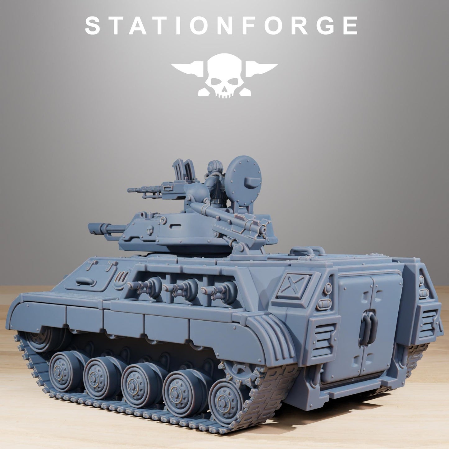GrimGuard Support Tank, Modular Sci-Fi Guardsmen Vehicle by STATIONFORGE, Sci-fi Wargames Proxy, Imperial Guard Transport ATV