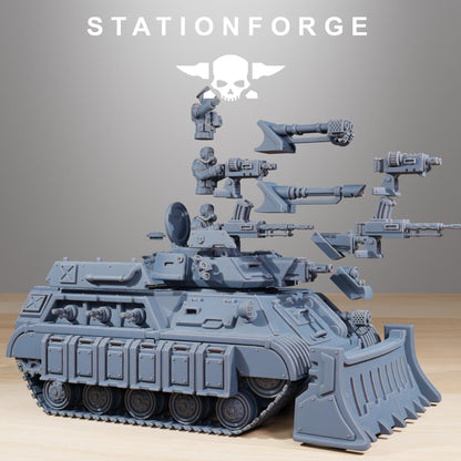 GrimGuard Support Tank, Modular Sci-Fi Guardsmen Vehicle by STATIONFORGE, Sci-fi Wargames Proxy, Imperial Guard Transport ATV