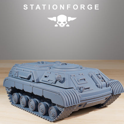 GrimGuard Support Tank, Modular Sci-Fi Guardsmen Vehicle by STATIONFORGE, Sci-fi Wargames Proxy, Imperial Guard Transport ATV