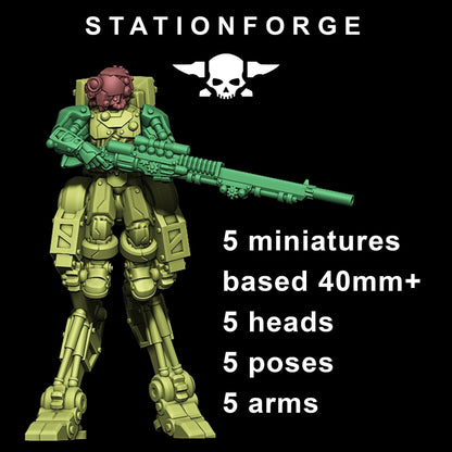 Scavenger Wayfarer, Space Techno-bots, modular Sci-Fi warriors by STATIONFORGE, Sci-Fi Wargames Cyber-themed Grimdark miniatures