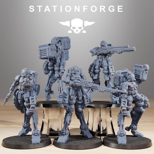 Scavenger Wayfarer, Space Techno-bots, modular Sci-Fi warriors by STATIONFORGE, Sci-Fi Wargames Cyber-themed Grimdark miniatures
