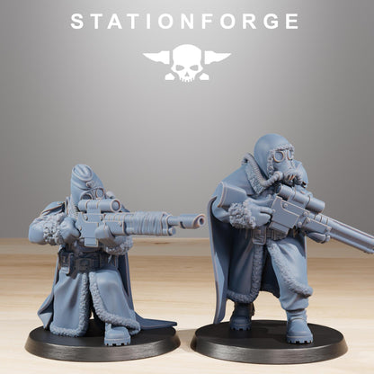 GrimGuard Frostwatch Marksmen, Death Korps Proxy, Sci-Fi Wargames Miniatures by STATIONFORGE