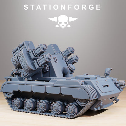 GrimGuard Mobile Artillery Modular Sci-Fi Guardsmen Vehicle by STATIONFORGE, Sci-fi Wargames Proxy, Imperial Guard Transport Truck