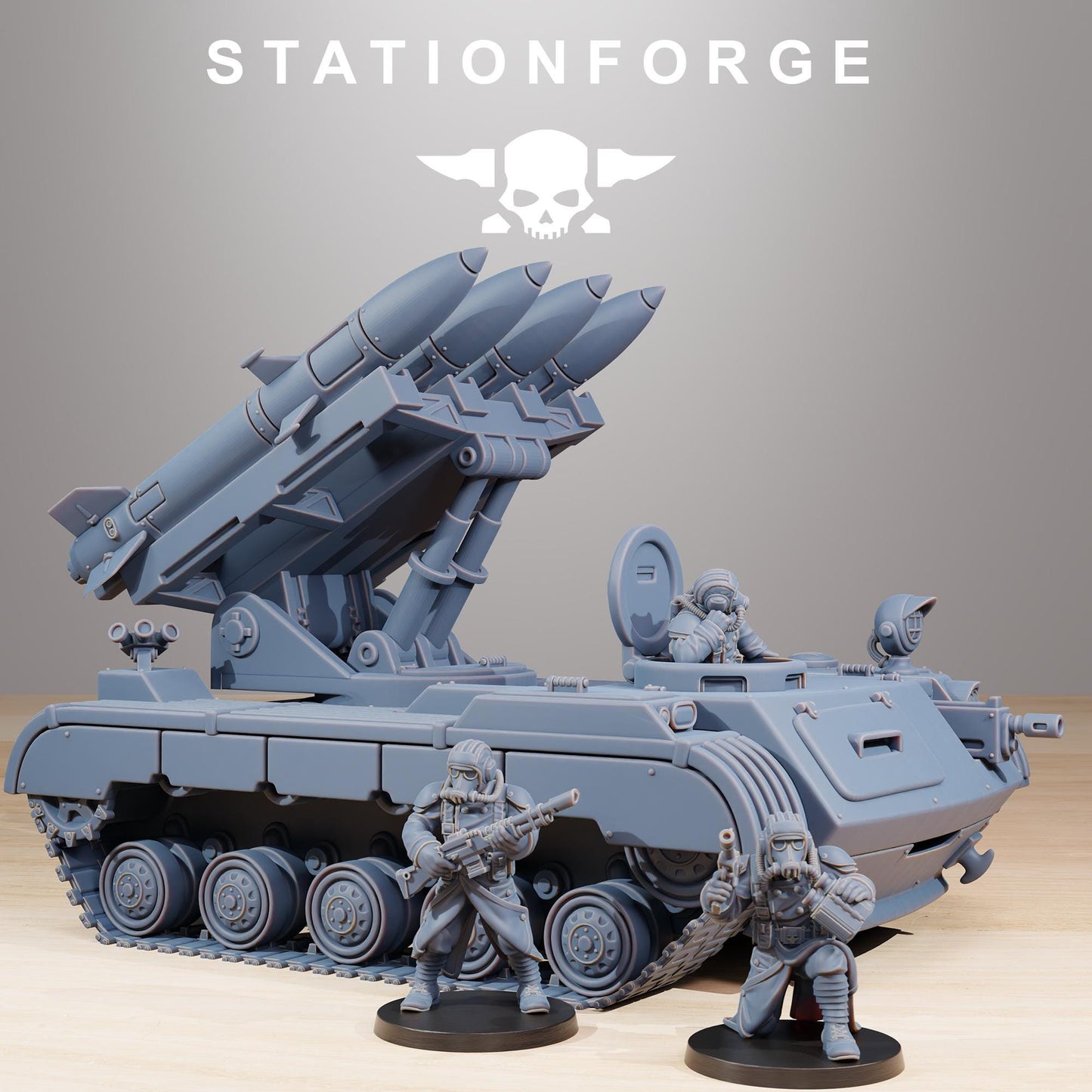 GrimGuard Mobile Artillery Modular Sci-Fi Guardsmen Vehicle by STATIONFORGE, Sci-fi Wargames Proxy, Imperial Guard Transport Truck