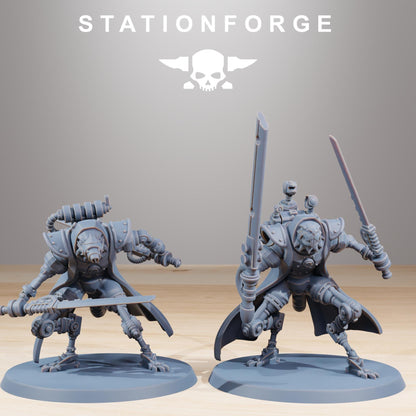 Raticus Curdsters, Space Techno-Rats, monopose Sci-Fi warriors by STATIONFORGE, Sci-Fi Wargames Rat-Themed Grimdark miniatures