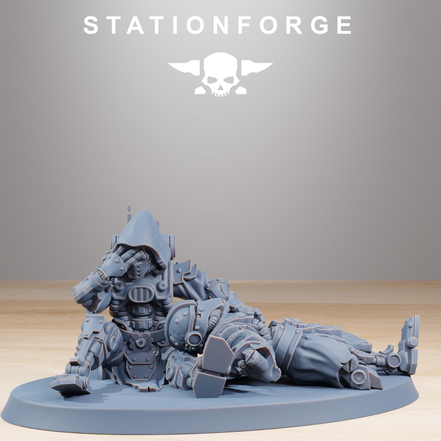 Scavenger Wounded, Space Techno-bots, modular Sci-Fi warriors by STATIONFORGE, Sci-Fi Wargames Cyber-themed Grimdark miniatures