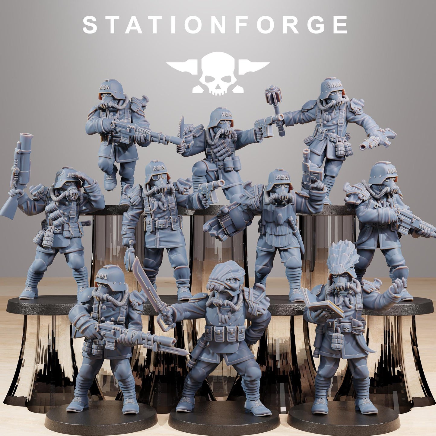 GrimGuard Xenarid Hunters, Death Korps Proxy, Sci-Fi Wargames Miniatures by STATIONFORGE